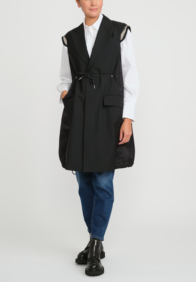 Sacai Suiting Mix Vest in Black	