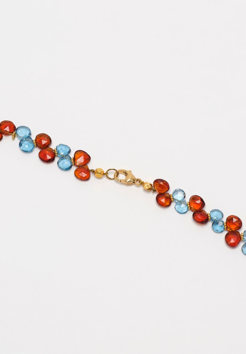 Greig Porter 18k, London Blue Topaz and Garnet Necklace 17 in