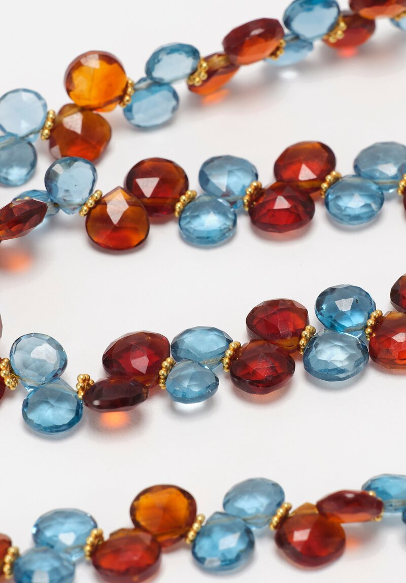 Greig Porter 18k, London Blue Topaz and Garnet Necklace 17 in