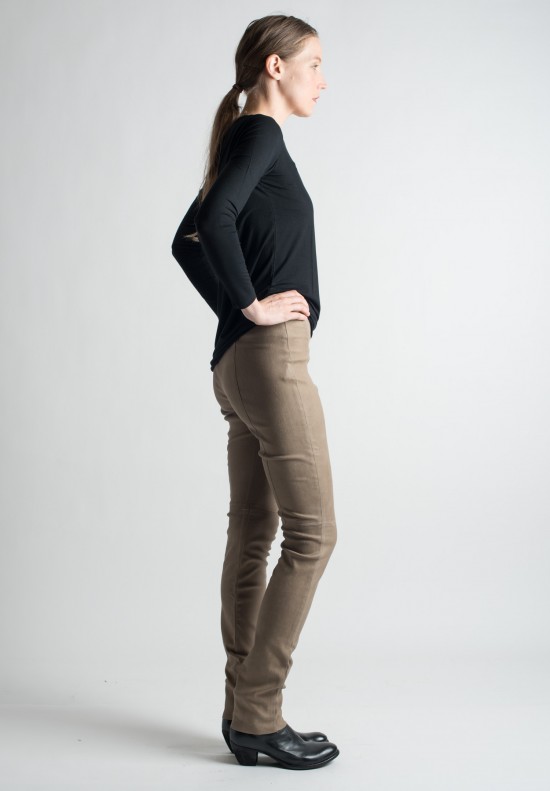 Ventcouvert Stretch Leather Leggings in Taupe	