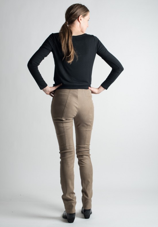 Ventcouvert Stretch Leather Leggings in Taupe	