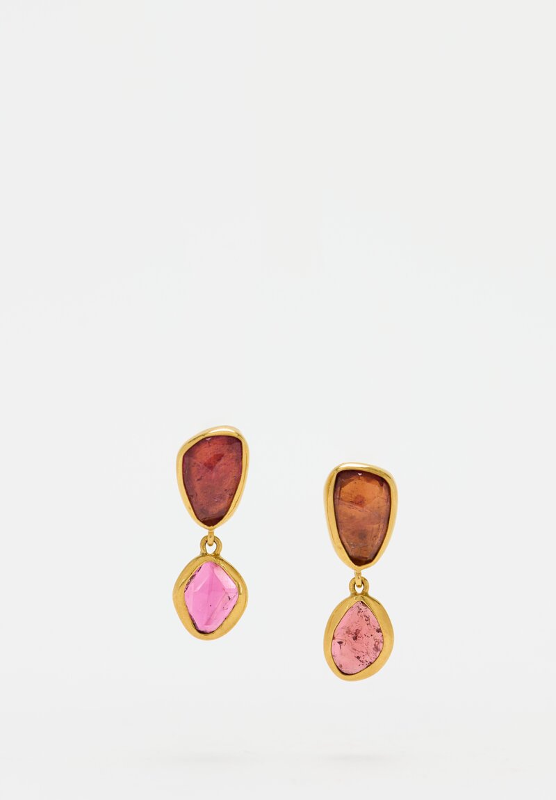 Greig Porter 22k and Garnet Earrings Red