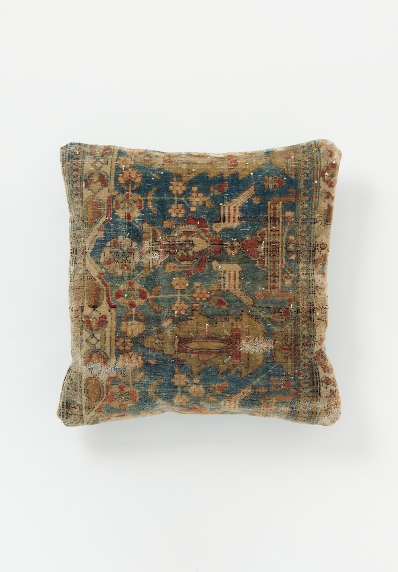 Vintage Handloomed Turkish Wool Oldkilim Flatweave Rug Pillow Natural, Rust Red 1	