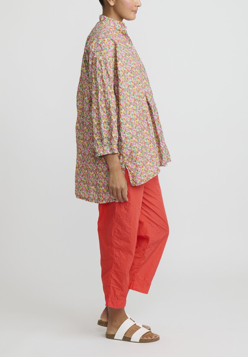 Daniela Gregis Washed Cotton Kora Top in White, Red, Yellow Flowers	
