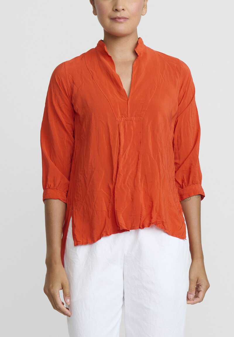 Daniela Gregis Washed Silk Pepe Kora Shirt in Orange