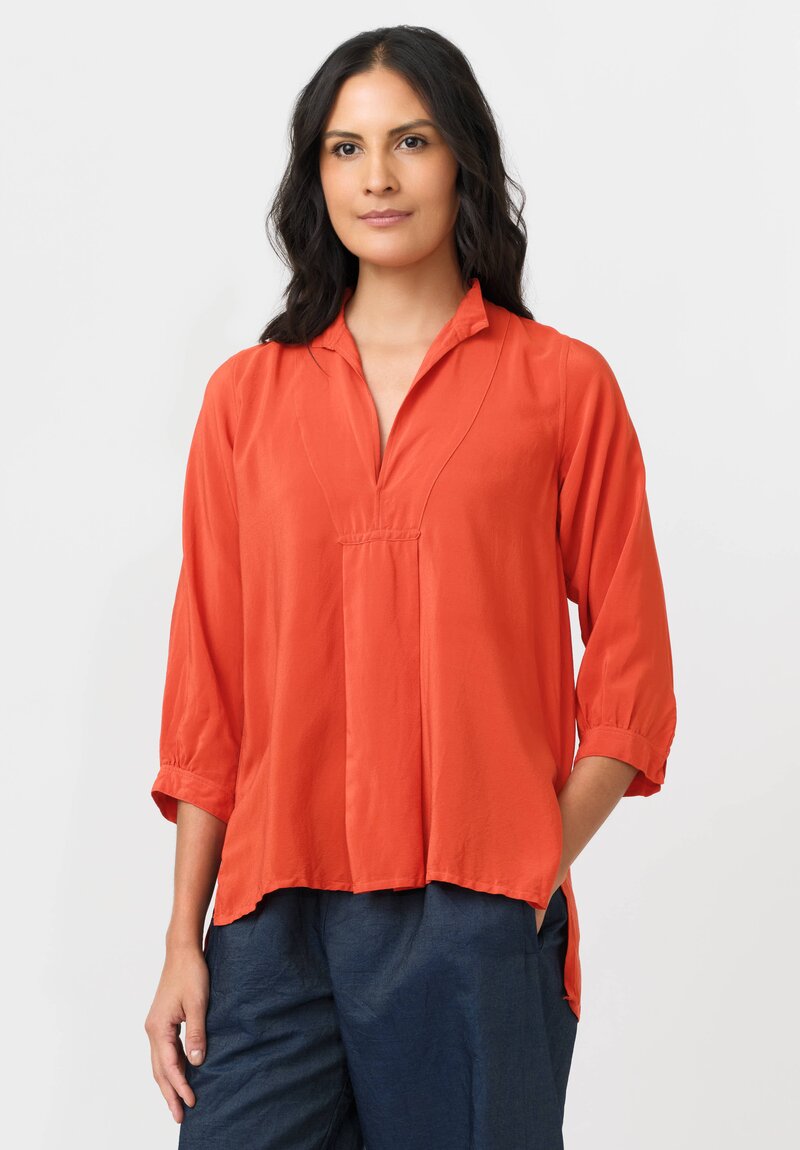 Daniela Gregis Washed Silk Pepe Kora Shirt in Orange