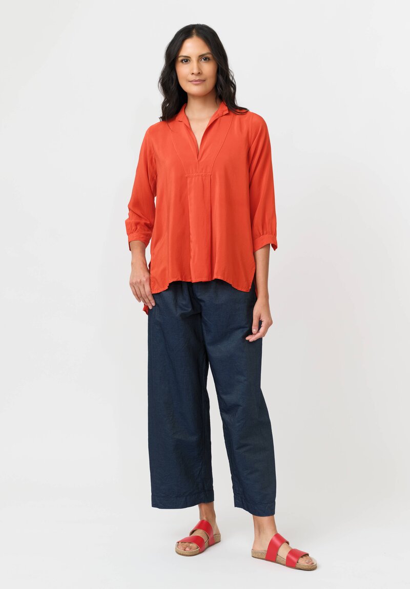Daniela Gregis Washed Silk Pepe Kora Shirt in Orange