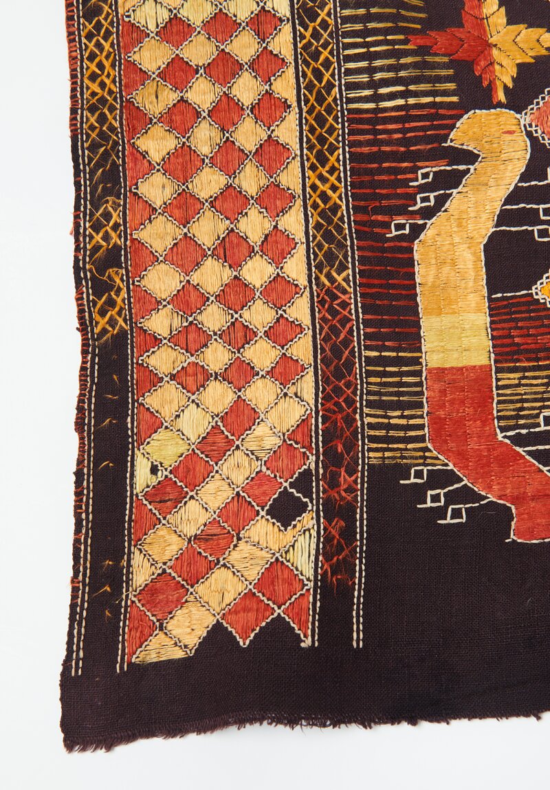 Early 20th Century Silk Embroidered Sainchi Phulkari