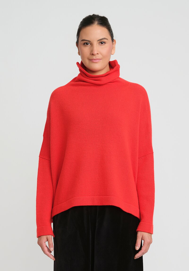 Daniela Gregis Cashmere Dolcevita Classic Turtleneck Sweater in Orange Red