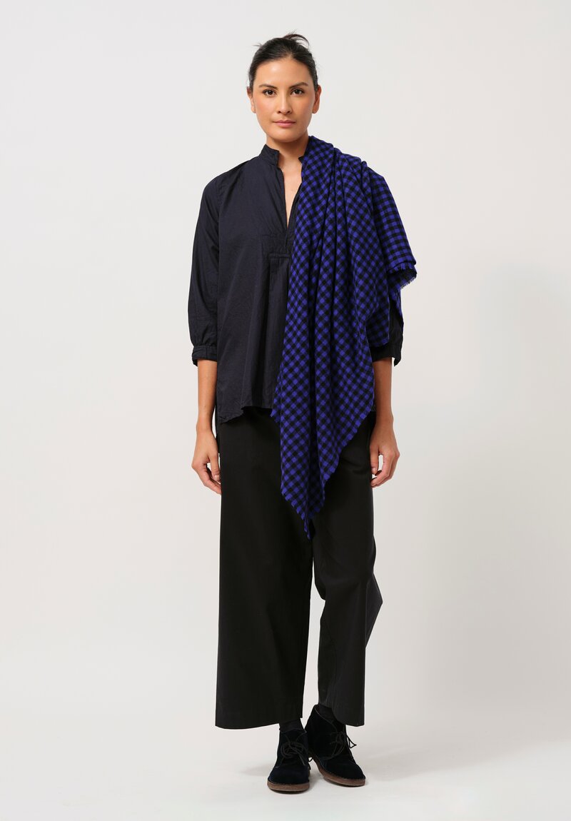 Daniela Gregis Cashmere Shawl in Electric Blue & Black Check	