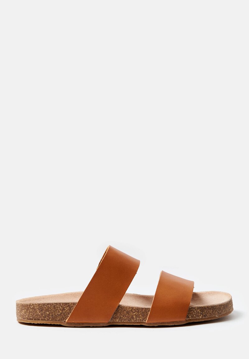 Daniela Gregis Leather Double Strap Sandals in Natural Sienna Brown	