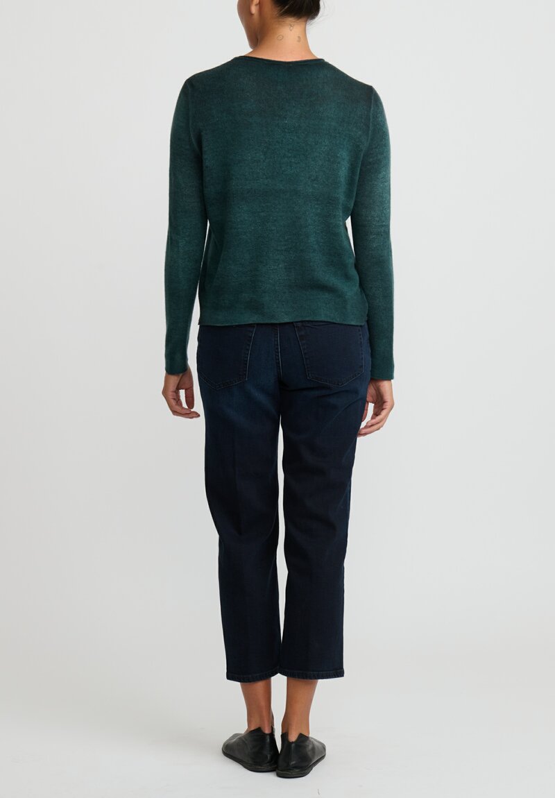 Avant Toi Hand Painted Lightweight Cashmere Collo Dritta Sweater in Nero Forest Green	