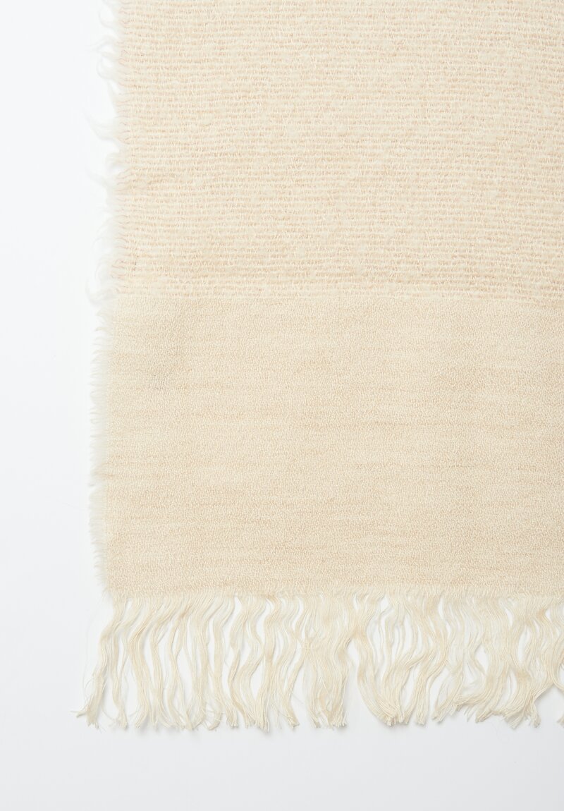The House of Lyria Linen & Wool Linceo Throw	in Natural, Ecru