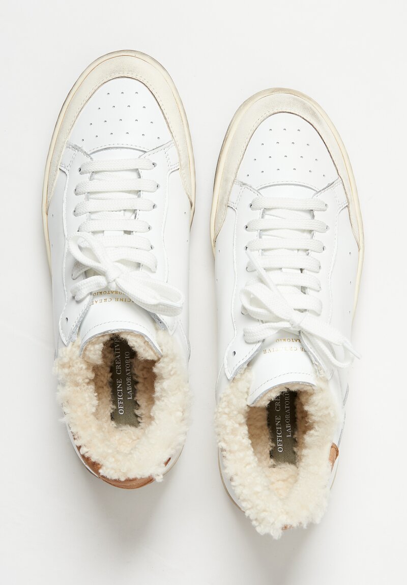 Officine Creative Leather Magic Low Top Sneakers in Dirty Tofu White