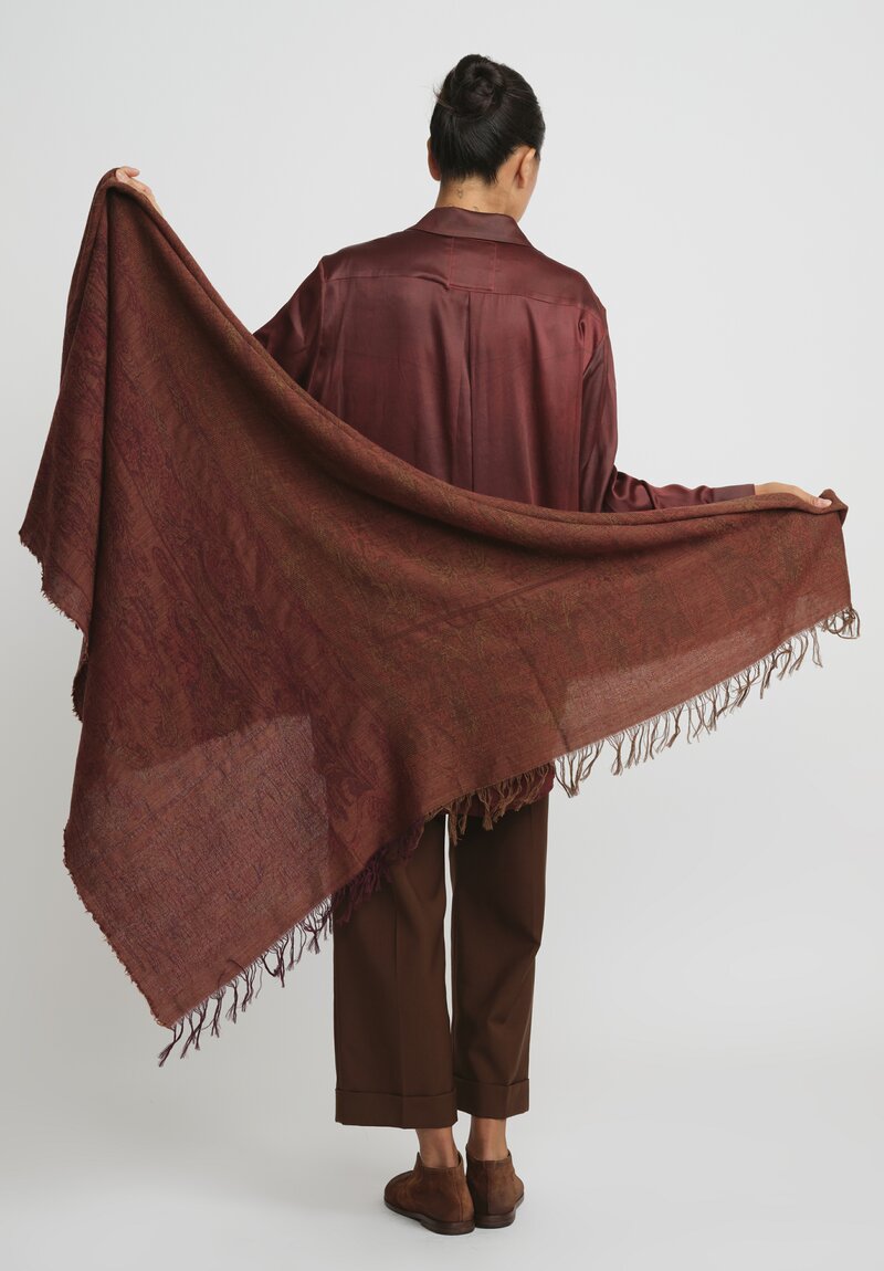 The House of Lyria Cotton & Virgin Wool Whitman Scarf Brown, Red	