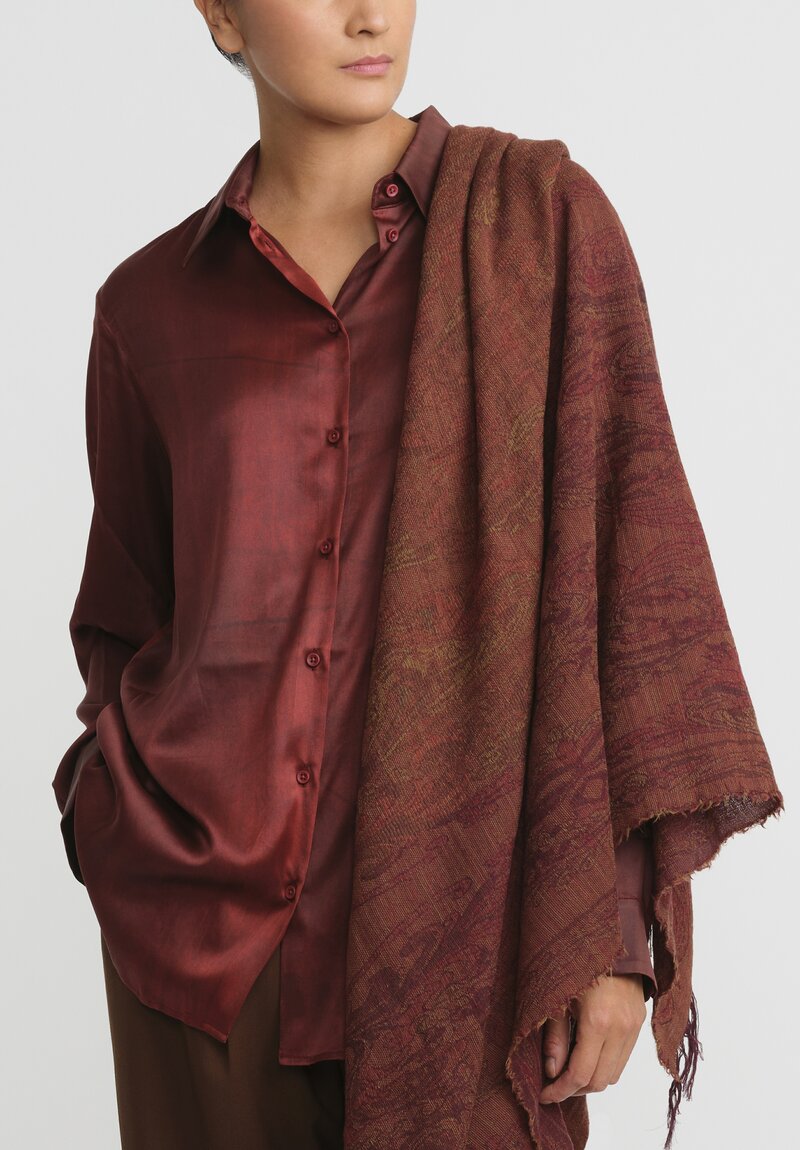 The House of Lyria Cotton & Virgin Wool Whitman Scarf Brown, Red	