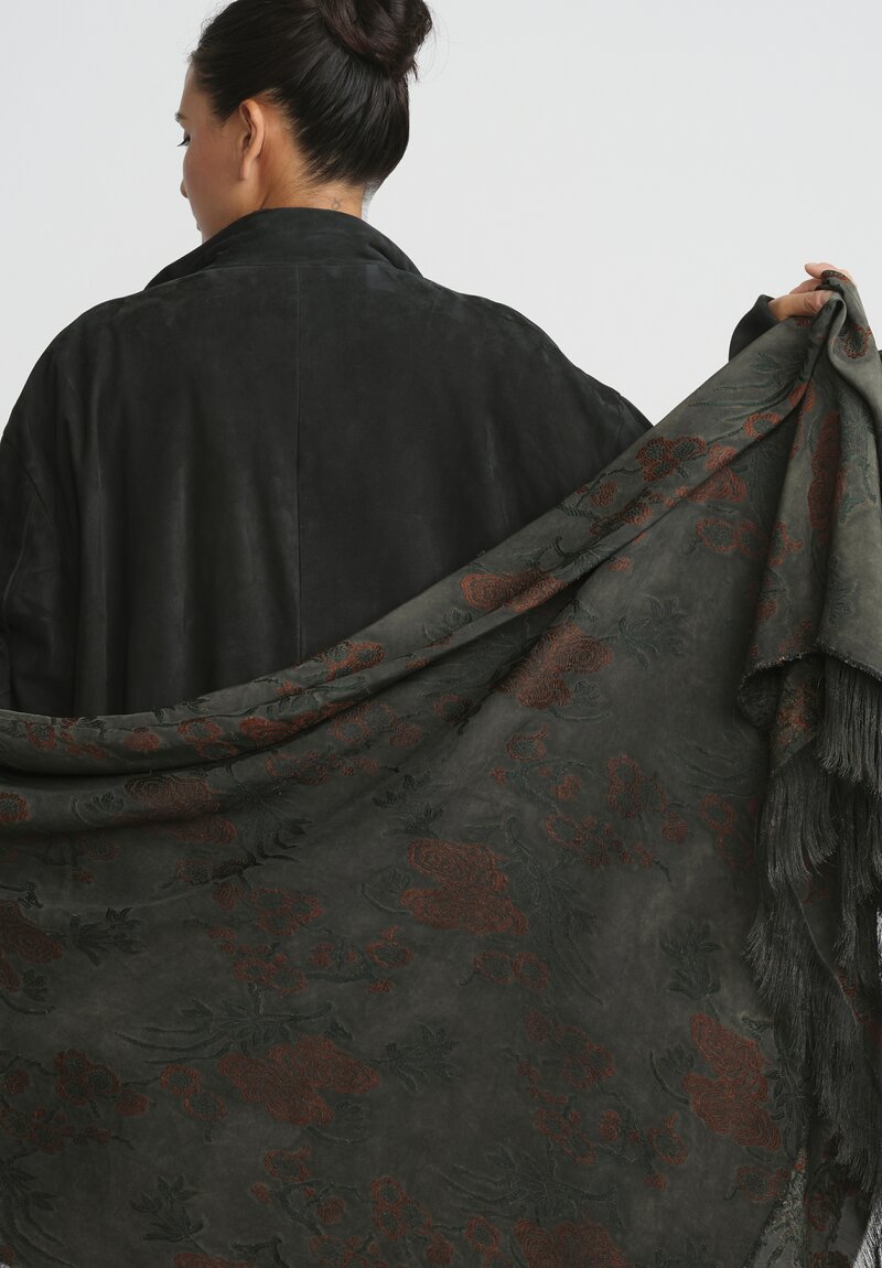 The House of Lyria Floral Esiodo Scarf in Charcoal Grey	