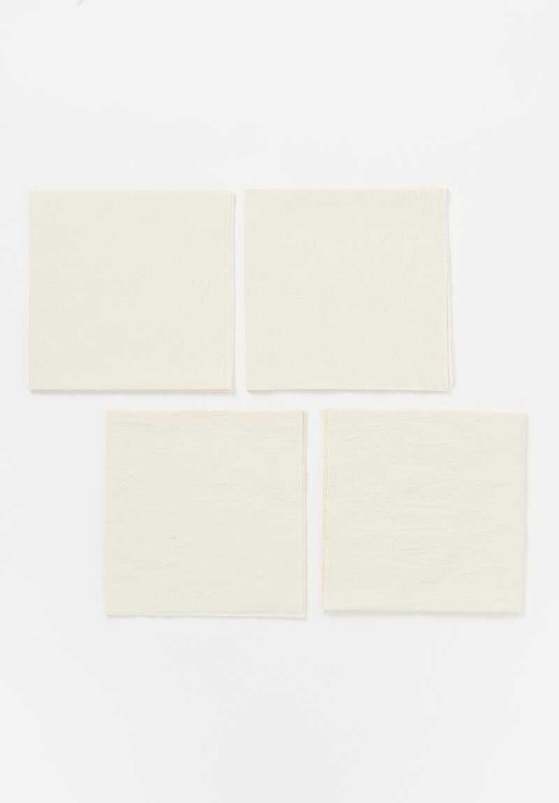 The House of Lyria Set of 4 Silk & Linen Serao Napkins Ivory White	