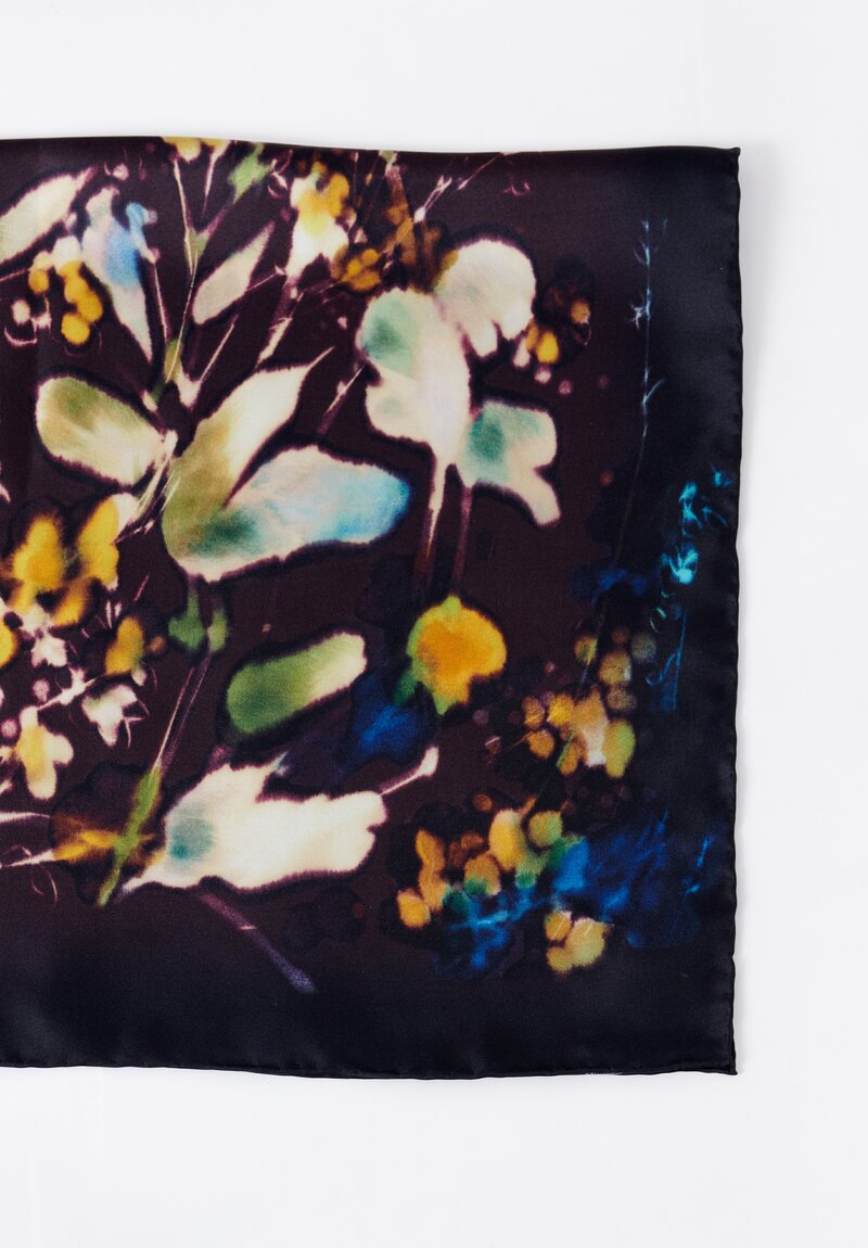 Dries Van Noten Silk Abstract Floral Fita Scarf in Aubergine 