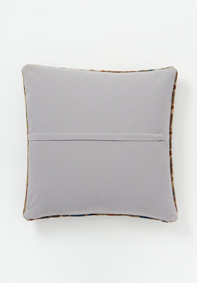 Vintage Handloomed Turkish Wool Oldkilim Flatweave Rug Pillow	