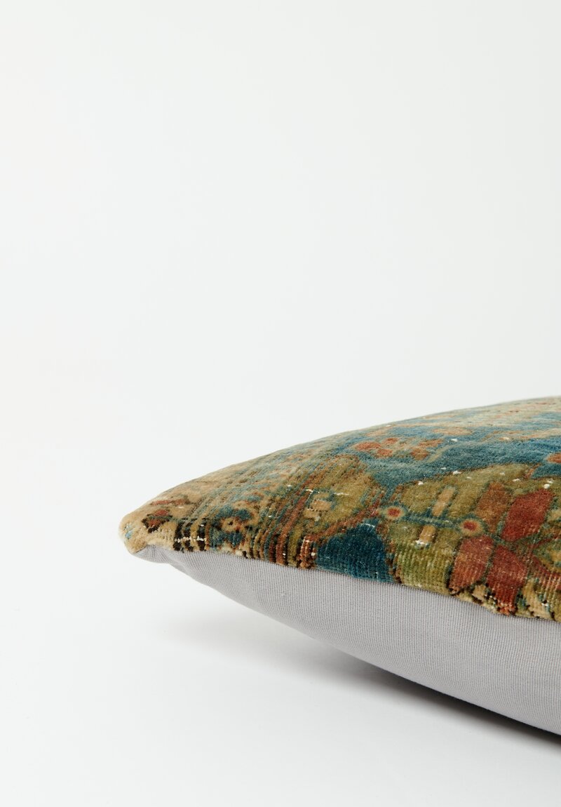 Vintage Handloomed Turkish Wool Oldkilim Flatweave Rug Pillow	