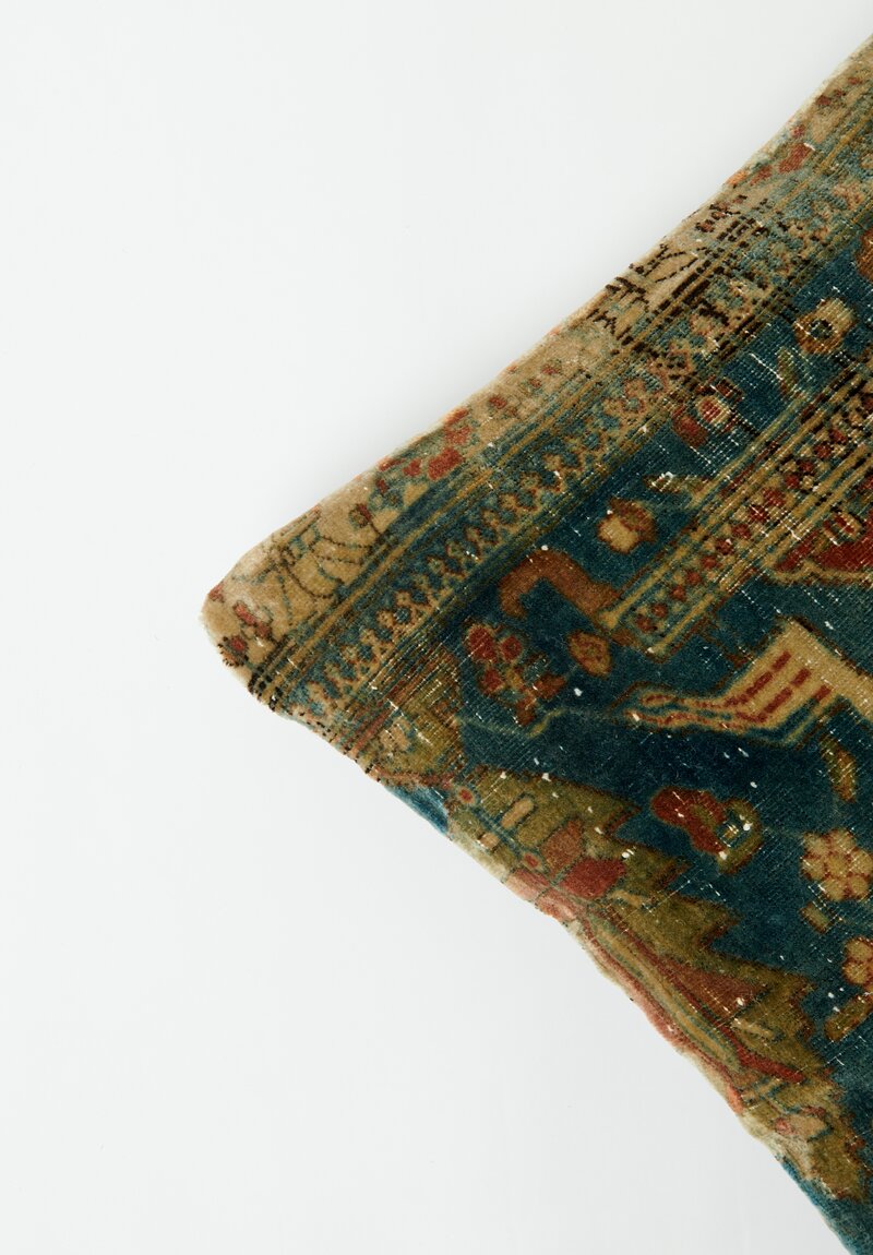 Vintage Handloomed Turkish Wool Oldkilim Flatweave Rug Pillow	