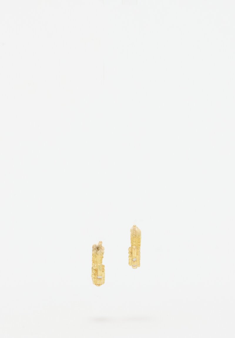 Tovi Farber 18k, Gold Dots and White Diamond Hoop Earrings	