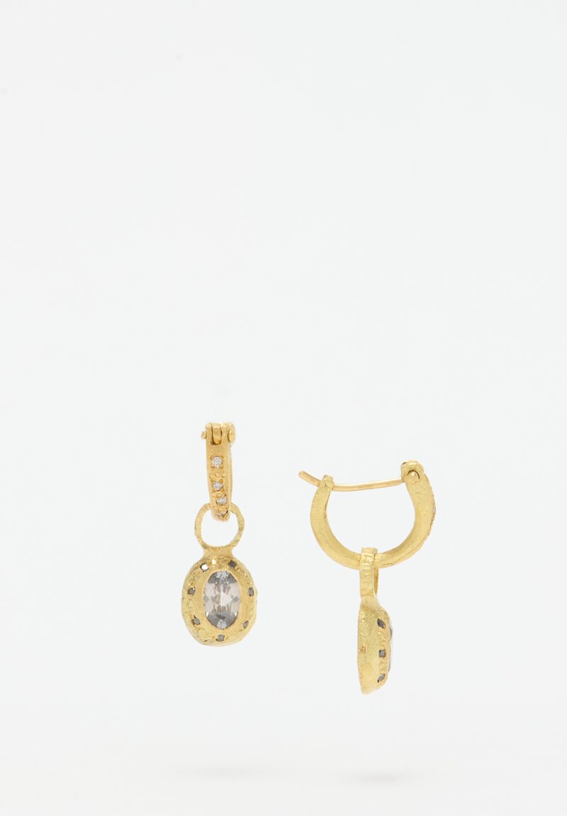 Tovi Farber 18k, Hoop Earrings with Champagne and Black Diamond Drops	