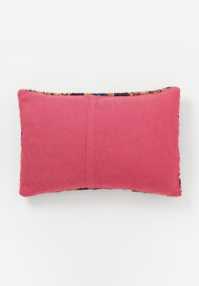 Vintage Handloomed Persian Wool Rug Pillow in Pink & Brown	