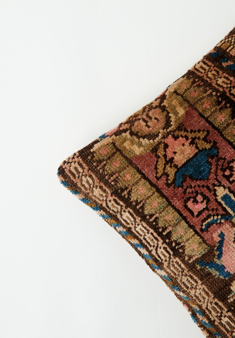 Vintage Handloomed Kurd Rug Square Pillow	