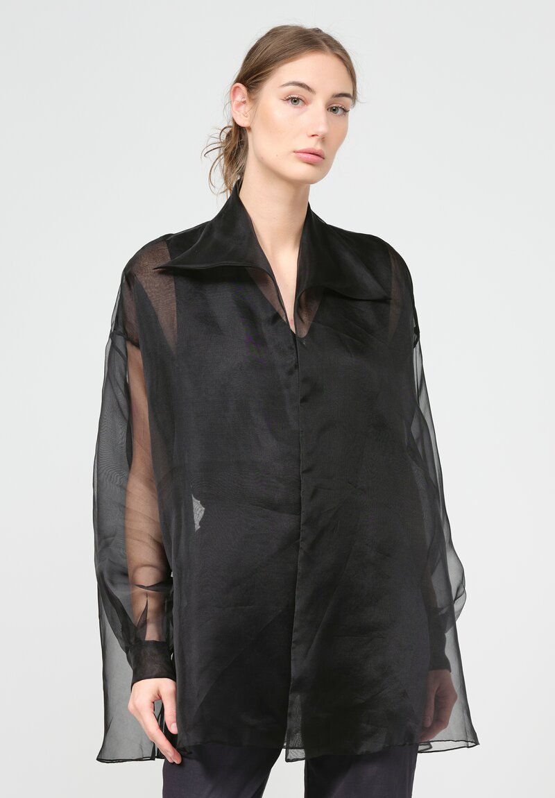 Shi Silk Organza Saxifrage Jacket in Black	