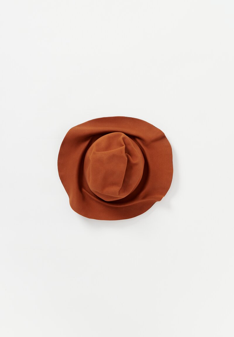 Horisaki Design & Handel Beaver Fur Felt Wrinkled Hat with Earflaps in Rust Orange	