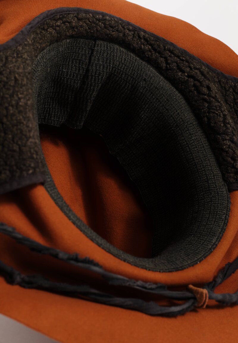 Horisaki Design & Handel Beaver Fur Felt Wrinkled Hat with Earflaps in Rust Orange	