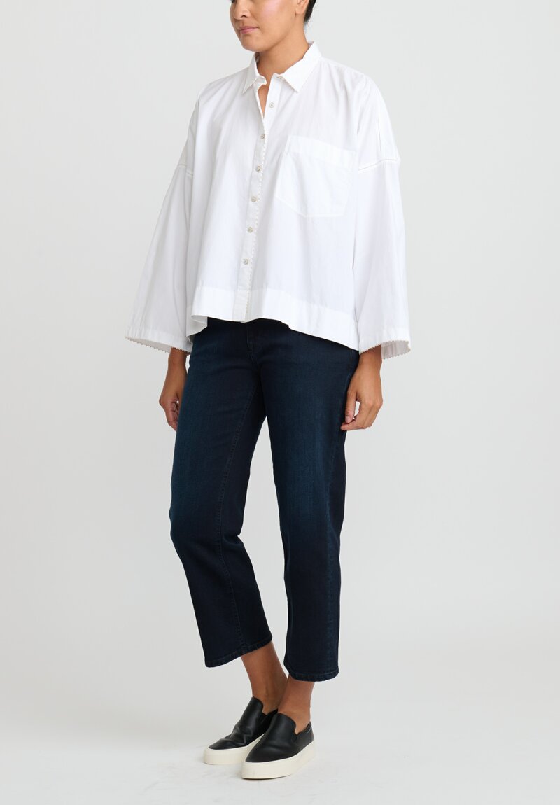 Péro Cotton Woven Button Down Shirt in White	