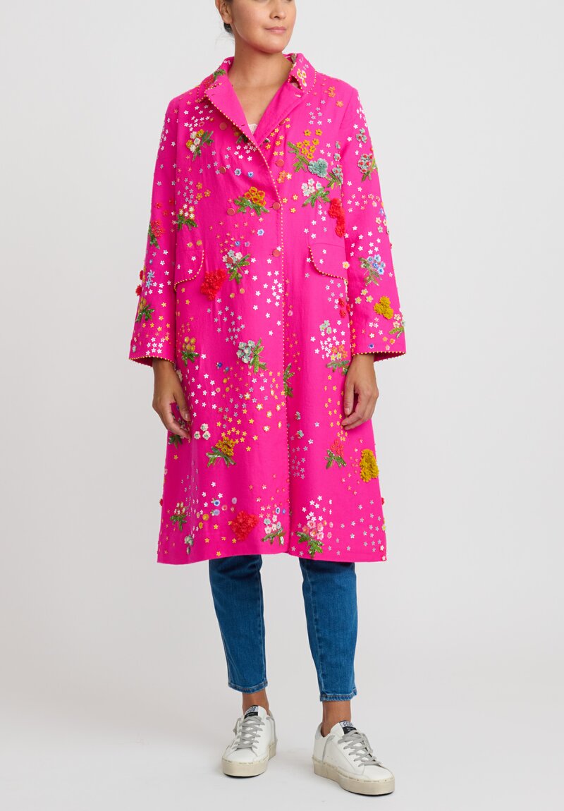 Péro Forget-Me-Knot Wool Coat in Pink	