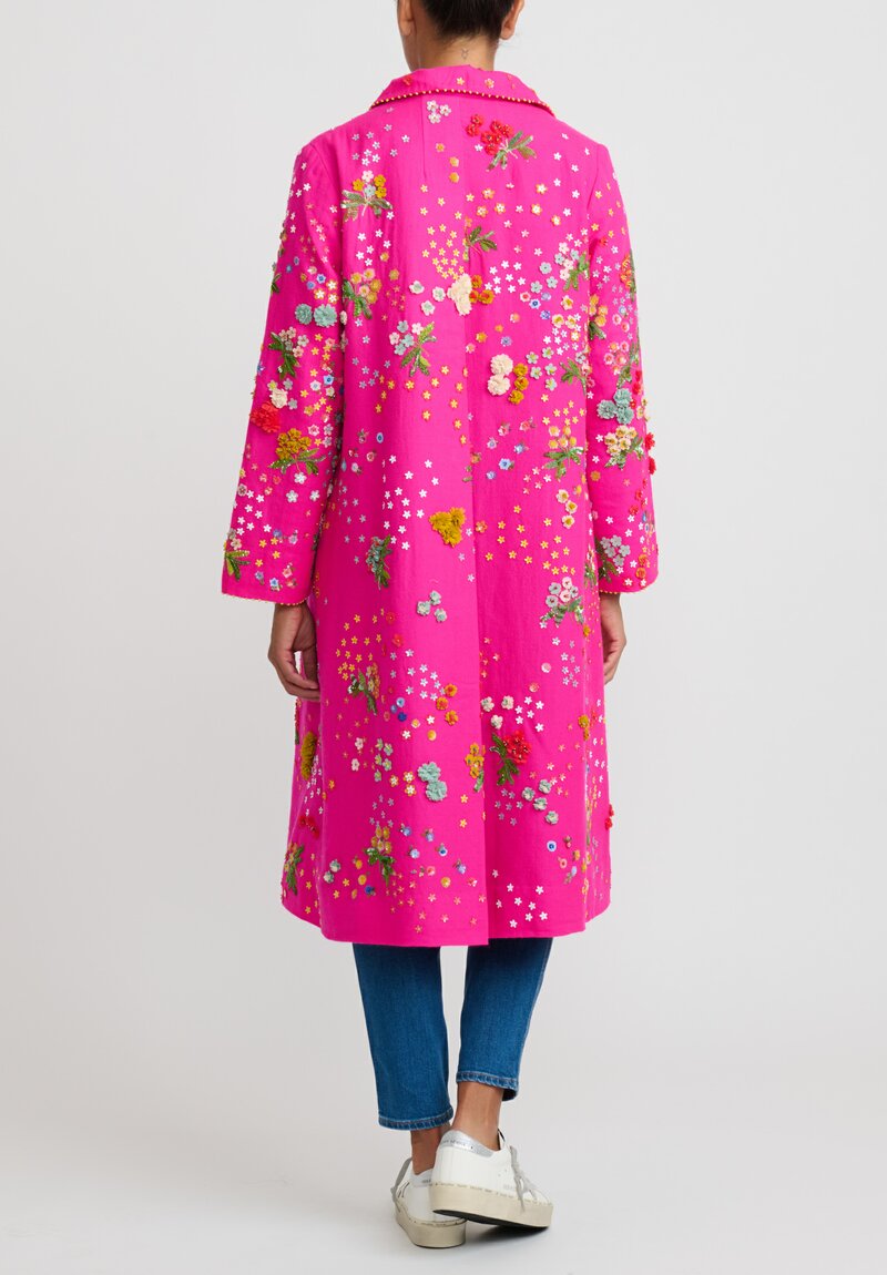 Péro Forget-Me-Knot Wool Coat in Pink	