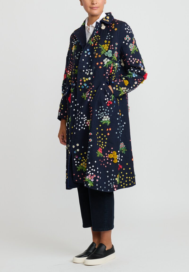 Péro Forget-Me-Knot Wool Coat in Blue	