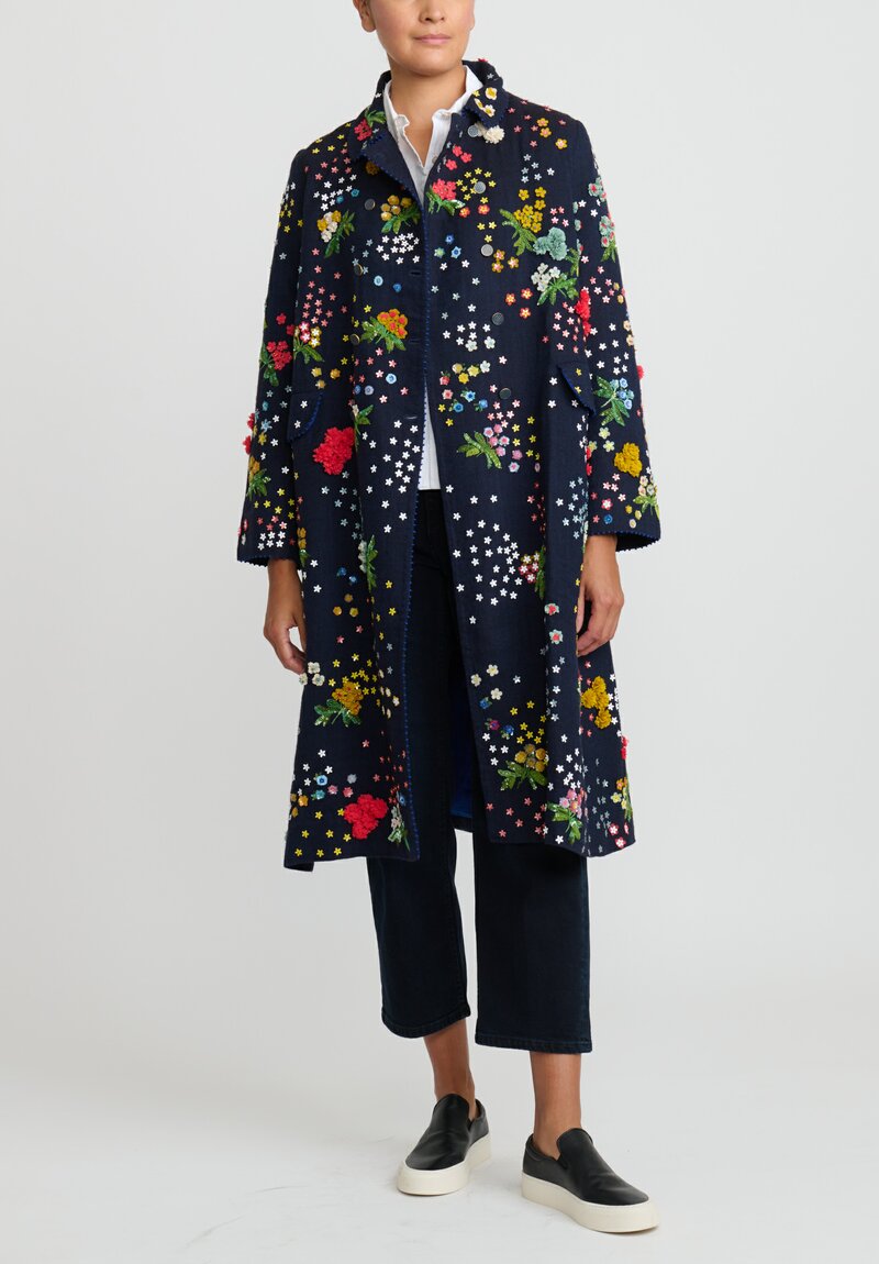 Péro Forget-Me-Knot Wool Coat in Blue	