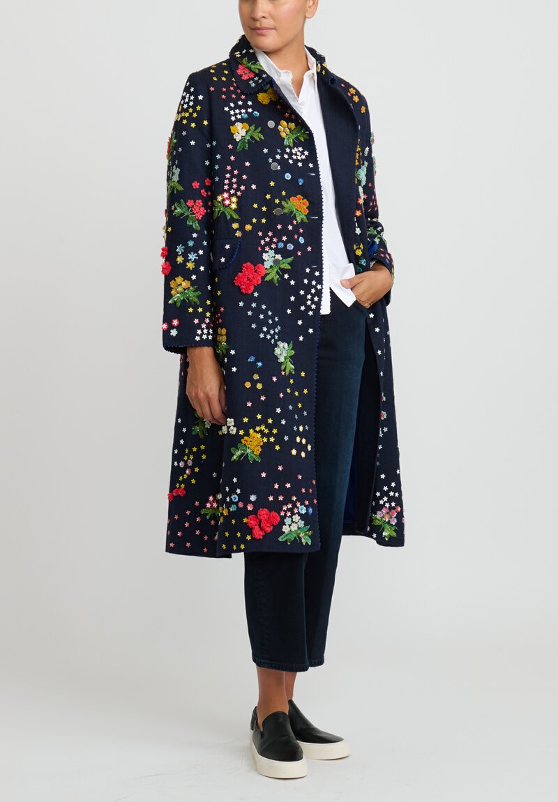 Péro Forget-Me-Knot Wool Coat in Blue	