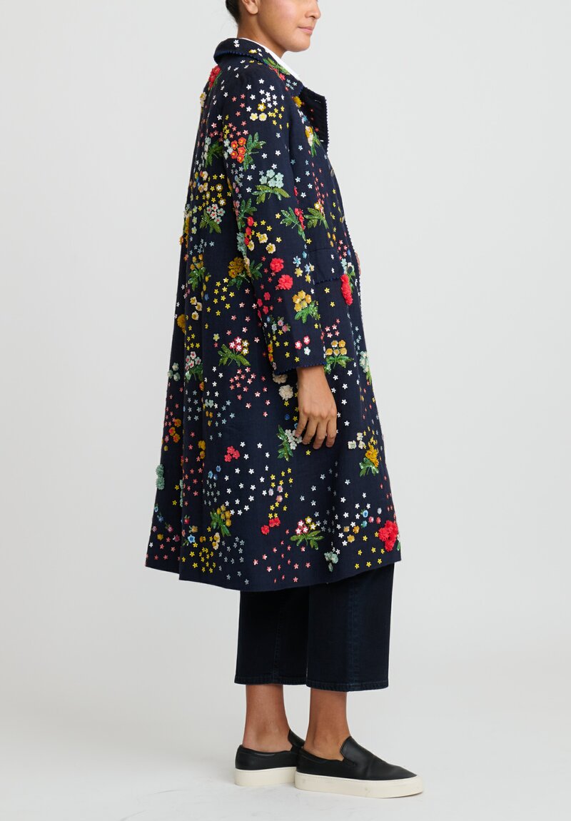 Péro Forget-Me-Knot Wool Coat in Blue	