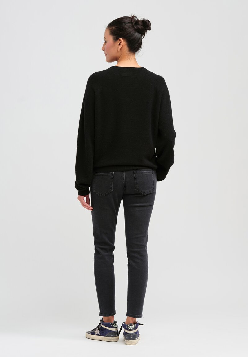 Frenckenberger Cashmere Mini V-Neck Sweater in Black	