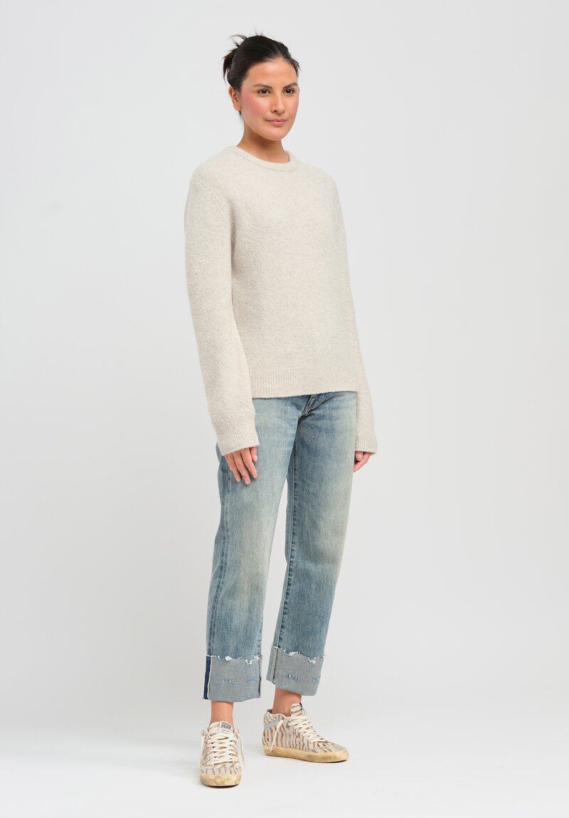 Frenckenberger Cashmere Mini Round Neck Sweater in Natural	