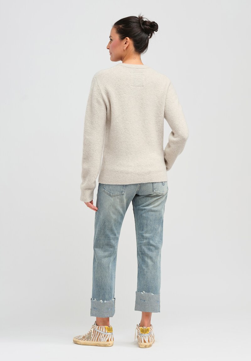 Frenckenberger Cashmere Mini Round Neck Sweater in Natural	