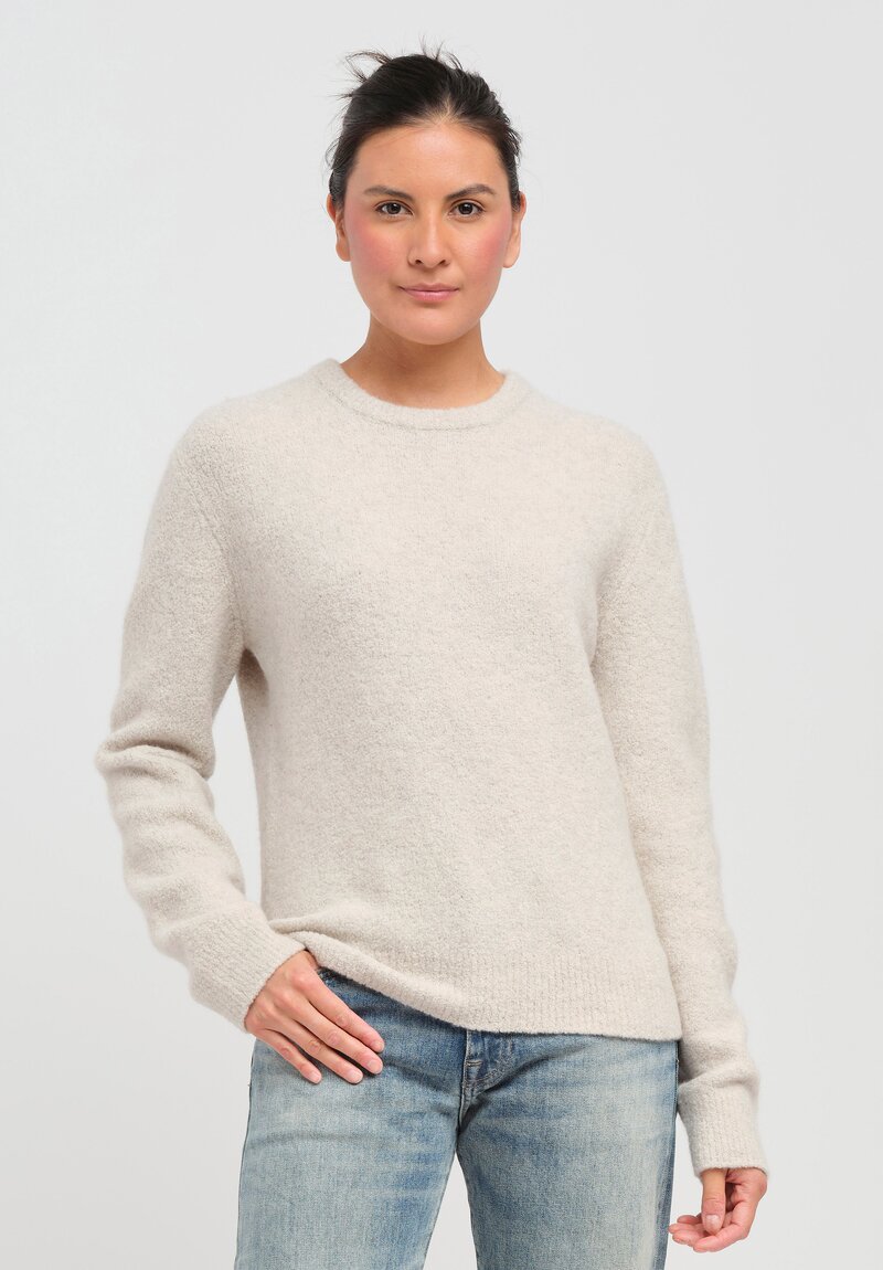 Frenckenberger Cashmere Mini Round Neck Sweater in Natural	