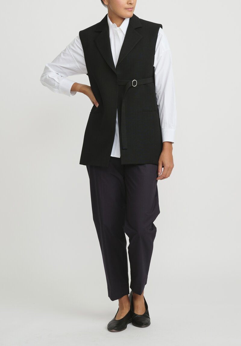 Jil Sander Fluid Silk & Viscose Vest in Black	