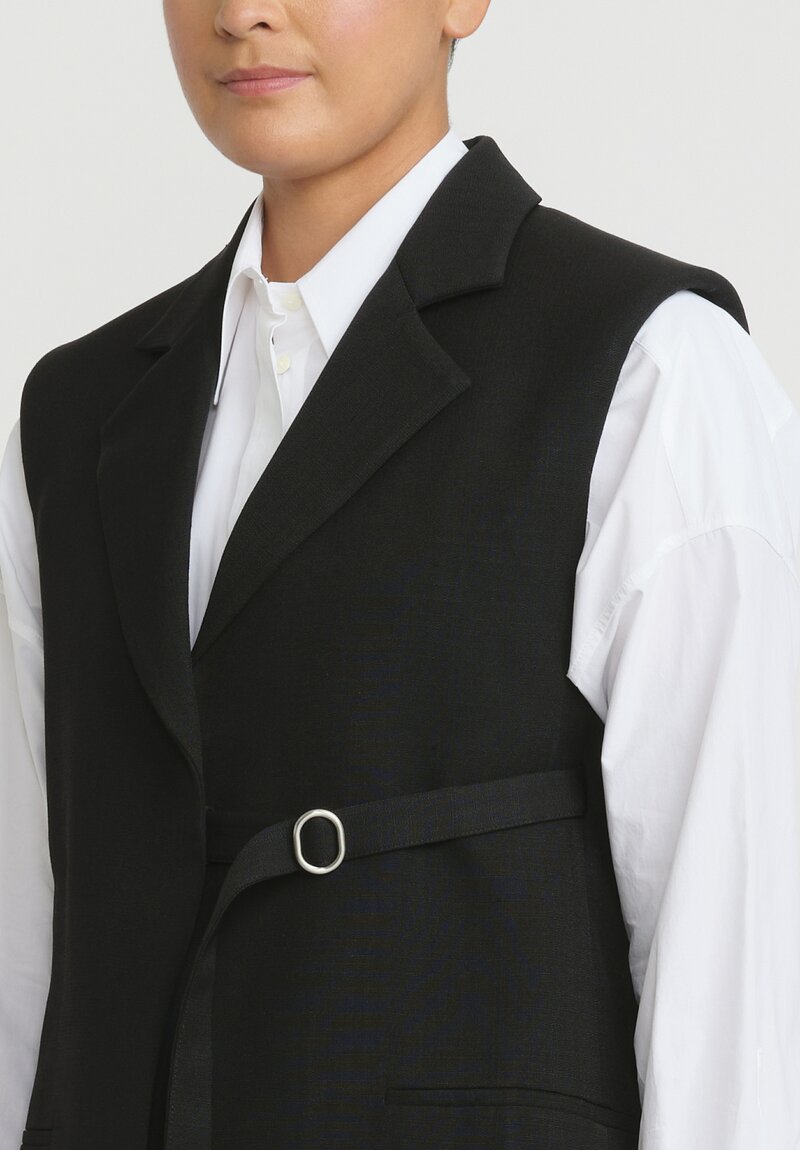 Jil Sander Fluid Silk & Viscose Vest in Black	