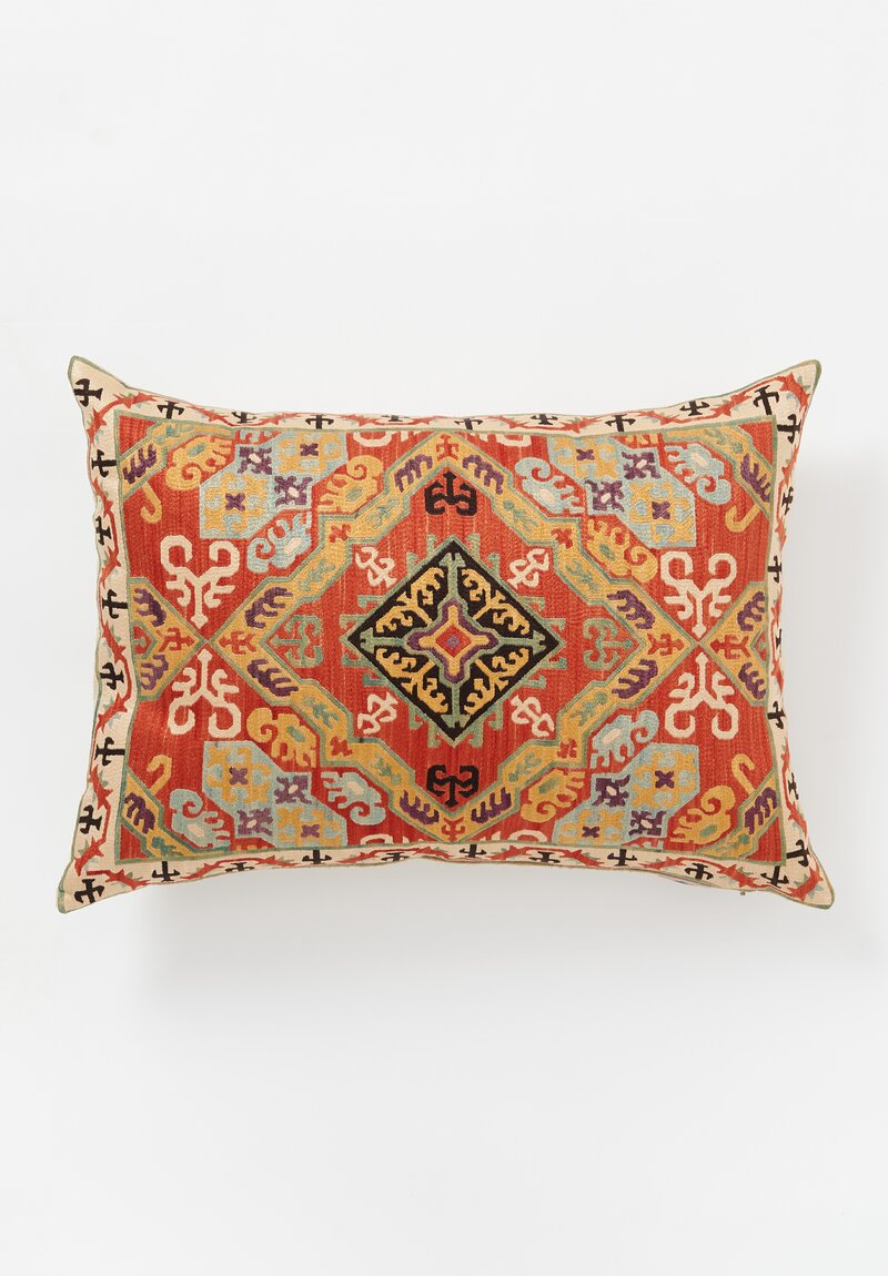 Mehmet Çetinkaya Embroidered Karabağ Lumbar Pillow in Orange, Black