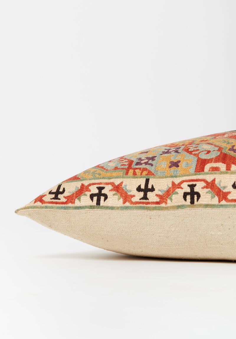 Mehmet Çetinkaya Embroidered Karabağ Lumbar Pillow in Orange, Black