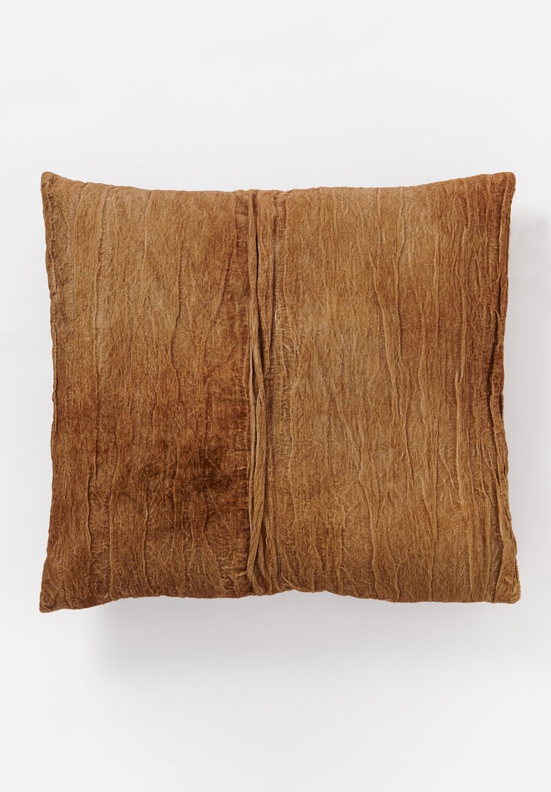 The House of Lyria Cotton and Metallic Velvet Philine Pillow in Golden Brown