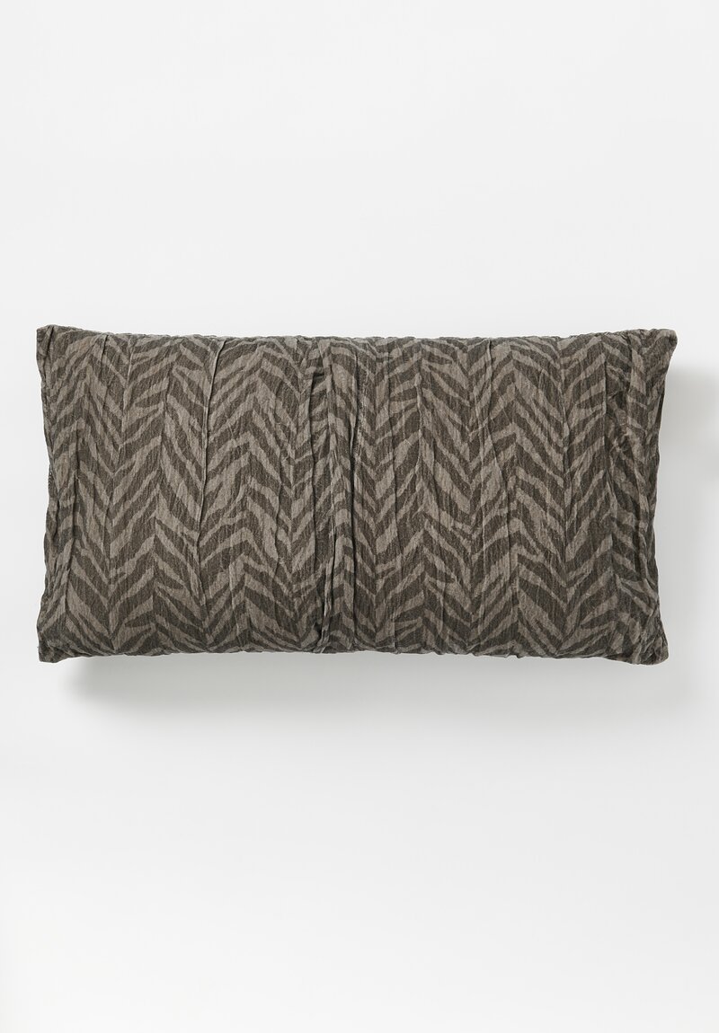 The House of Lyria Cotton and Metallic Velvet Fleo Pillow in Grey Zebra	